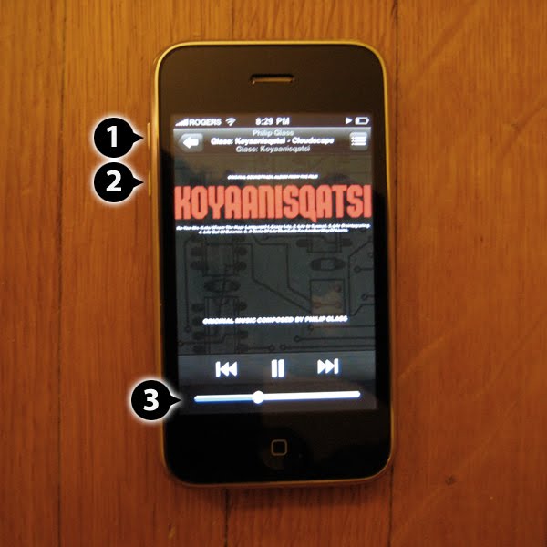 An iPhone in vertical orientation, showing controls
