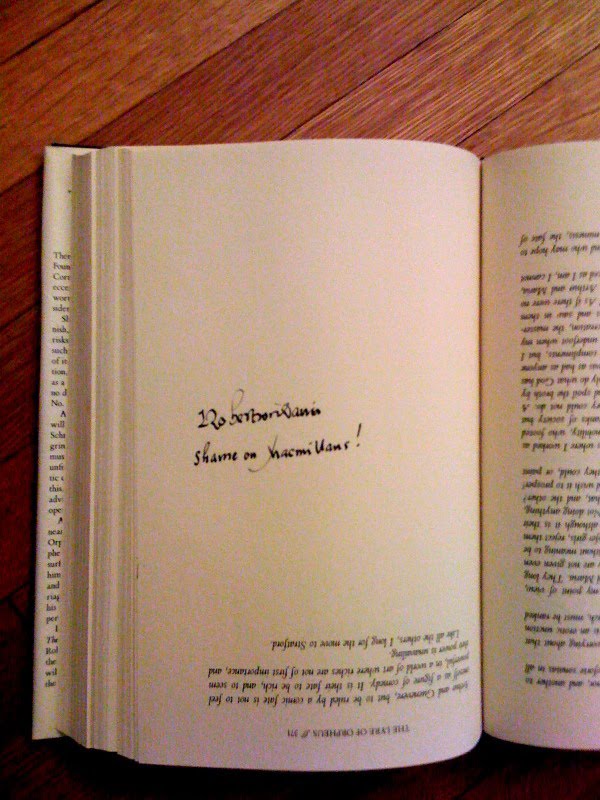 Inscription in book from Robertson Davies