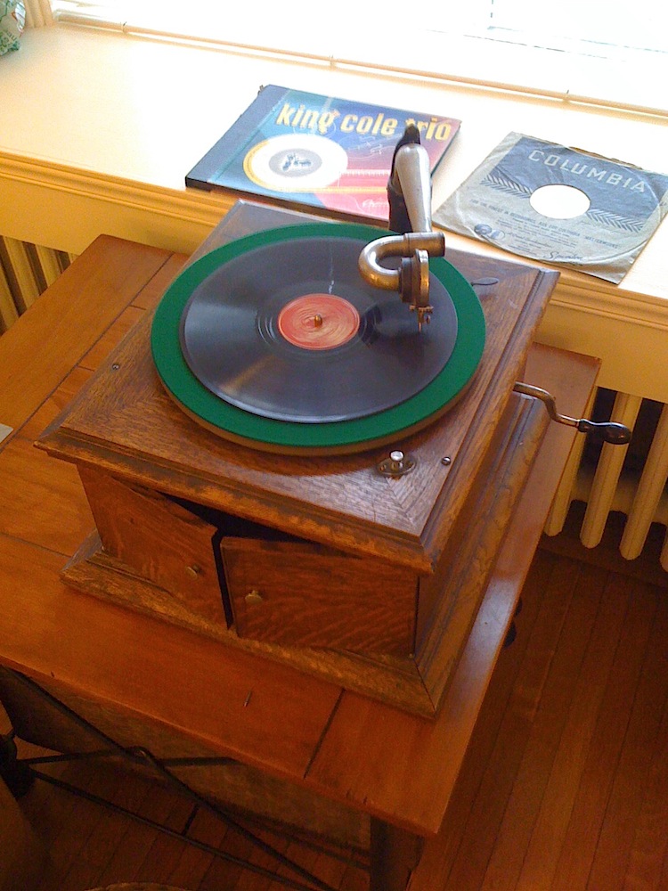 A Victrola playing a 78 RPM record