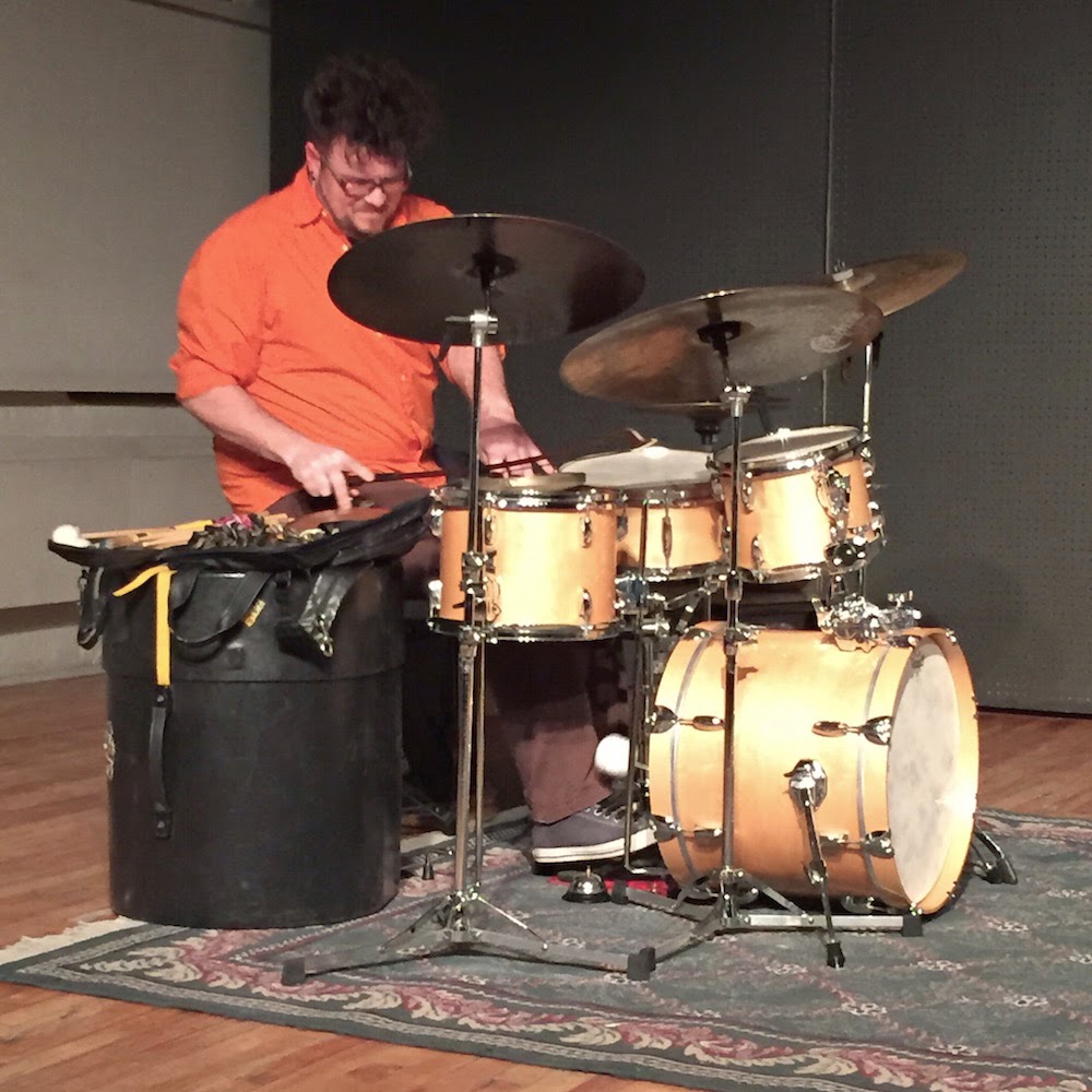 Joe Sorbara performing on a drum kit at NUMUS concert